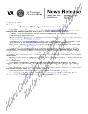VA 国家人工智能研究所 AI 技术冲刺奖获奖者